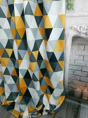 Zasłona geometryczne żółte szer.140cm