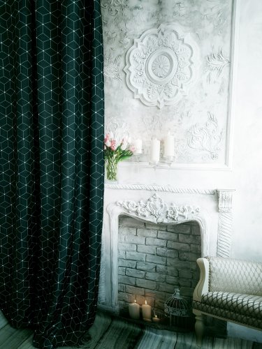 ZASŁONA CZARNA MOZAIKA  SZER.140cm