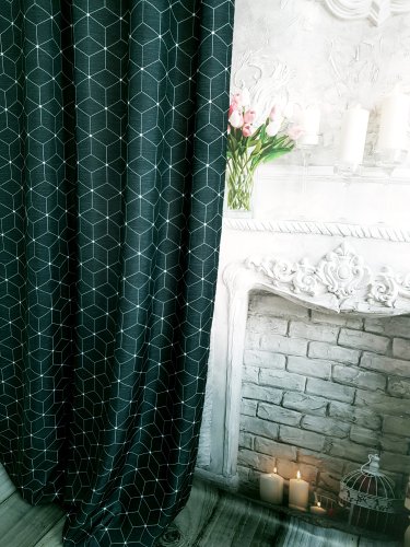 ZASŁONA CZARNA MOZAIKA  SZER.140cm