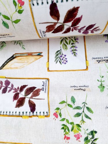 ZASŁONA ZIOŁA NA BEŻU SZER.130CM