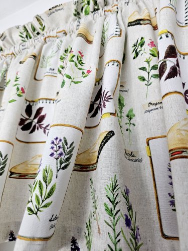 ZASŁONA ZIOŁA NA BEŻU SZER.130CM