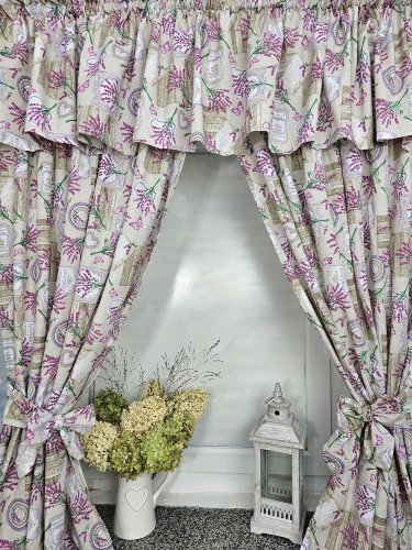 ZAKOSTYL ZASŁONY + LAMBREKIN LAWENDA PROWANSJA