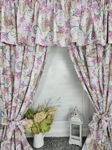 ZAKOSTYL ZASŁONY + LAMBREKIN LAWENDA PROWANSJA