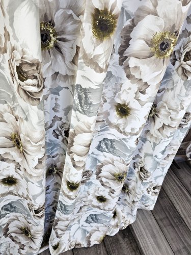 ZASŁONY KWIAT BRĄZ SZARY  DO 130-280CM