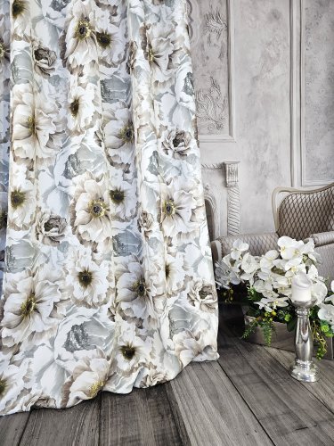 ZASŁONY KWIAT BRĄZ SZARY  DO 130-280CM