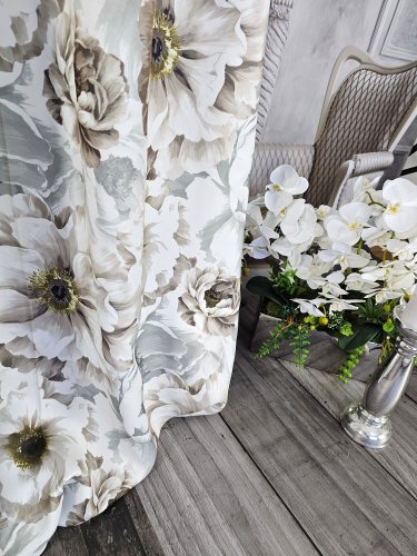 ZASŁONY KWIAT BRĄZ SZARY  DO 130-280CM