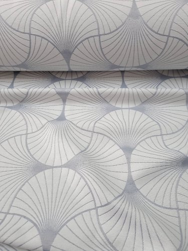 TKANINA EKSKLUZYWNA SREBRNA GRUBY ŻAKARD GEOMETRIC 1mb