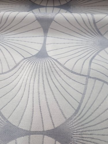 TKANINA EKSKLUZYWNA SREBRNA GRUBY ŻAKARD GEOMETRIC 1mb