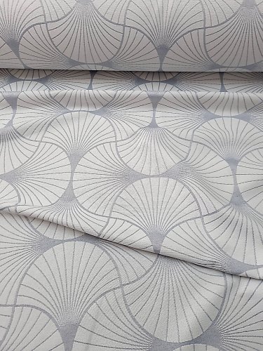 TKANINA EKSKLUZYWNA SREBRNA GRUBY ŻAKARD GEOMETRIC 1mb
