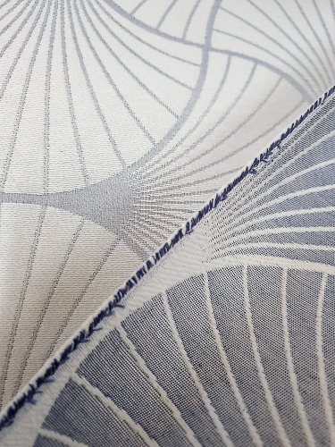 TKANINA EKSKLUZYWNA SREBRNA GRUBY ŻAKARD GEOMETRIC 1mb