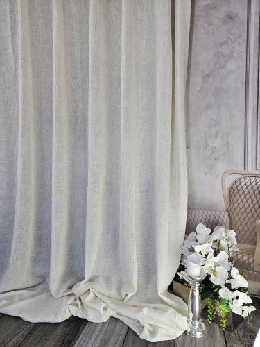 ZASŁONA Z DODATKIEM LNU NATURALNA MELANŻ BOHO  DO 300CM