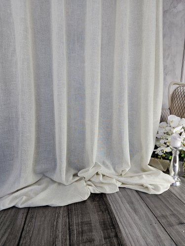 ZASŁONA Z DODATKIEM LNU NATURALNA MELANŻ BOHO  DO 300CM