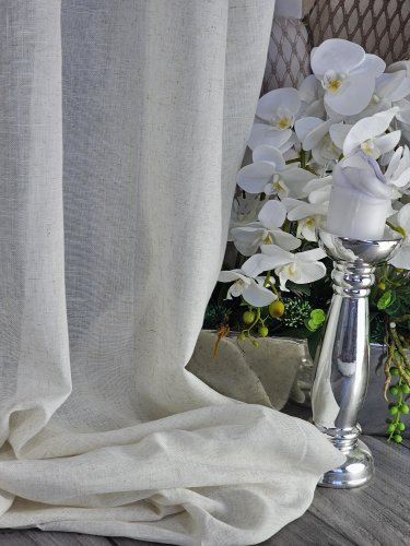 ZASŁONA Z DODATKIEM LNU NATURALNA MELANŻ BOHO  DO 300CM