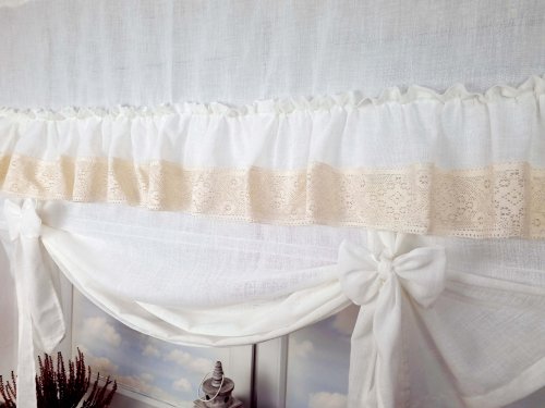 Roleta shabby chic koronka mleczna biel ecru