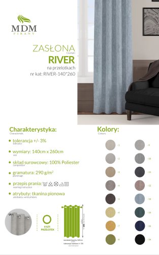 ZASŁONA DWUSTRONNA RIVER JASNY BEŻ (KOLOR 002)