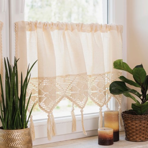 ZAZDROSTKA RACHELA KORONKA AŻUR  KREM 150cm wys.45/75/90cm