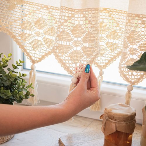 ZAZDROSTKA RACHELA KORONKA AŻUR  KREM 150cm wys.45/75/90cm