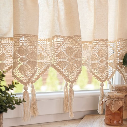 ZAZDROSTKA RACHELA KORONKA AŻUR  KREM 150cm wys.45/75/90cm