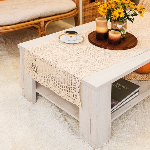 BIEŻNIK OBRUS INKA KREM KORONKA 