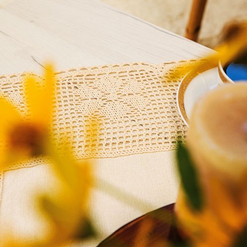 BIEŻNIK OBRUS RACHELA KREM KORONKA 