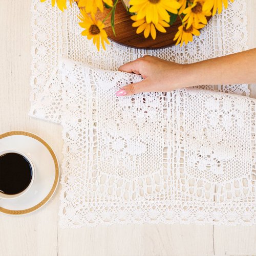 BIEŻNIK OBRUS INKA BIEL KORONKA 