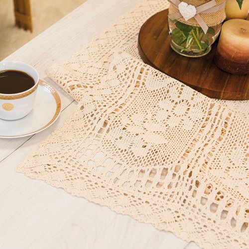 BIEŻNIK OBRUS INKA KREM KORONKA 