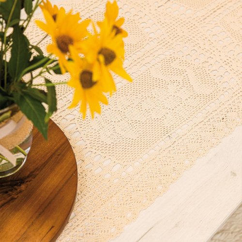 BIEŻNIK OBRUS INKA KREM KORONKA 