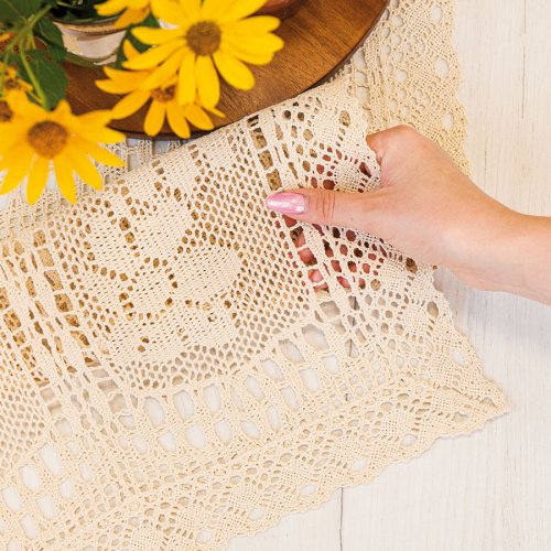 BIEŻNIK OBRUS INKA KREM KORONKA 