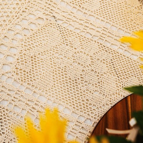 BIEŻNIK OBRUS INKA KREM KORONKA 