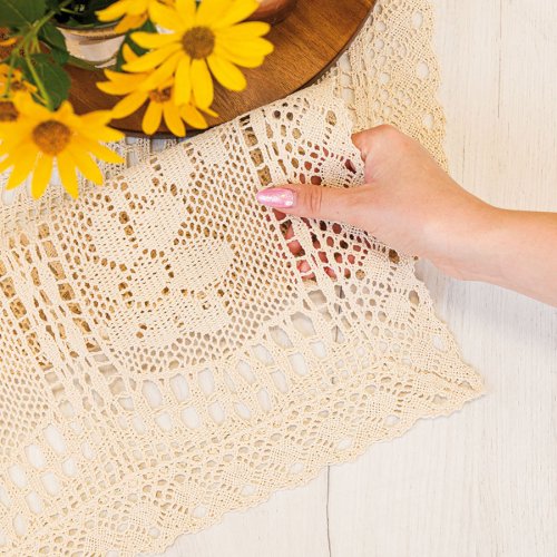 BIEŻNIK OBRUS INKA KREM KORONKA 