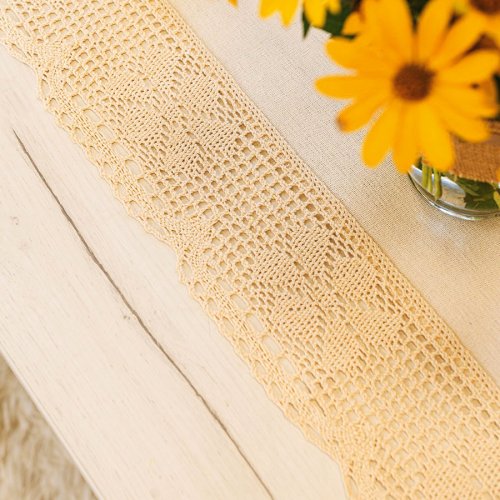 BIEŻNIK OBRUS RACHELA KREM KORONKA 