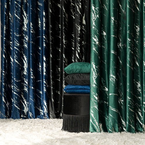 ZASŁONA MARMA NADRUK ZŁOTO /BUTELKOWA ZIELEŃ  DO 300CM