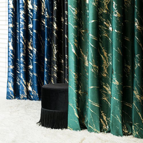 ZASŁONA MARMA NADRUK ZŁOTO /BUTELKOWA ZIELEŃ  DO 300CM