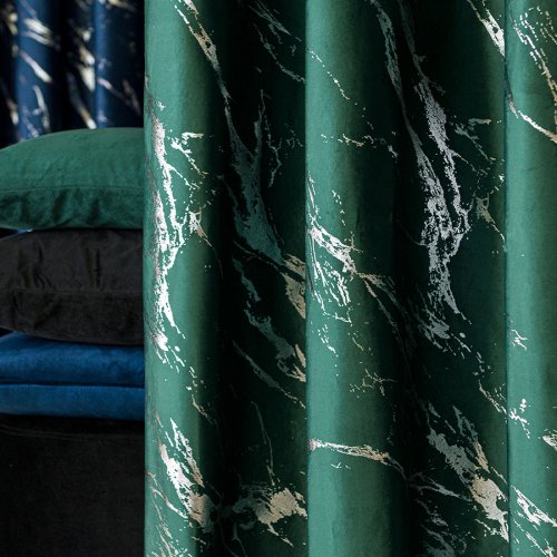 ZASŁONA MARMA NADRUK ZŁOTO /BUTELKOWA ZIELEŃ  DO 300CM