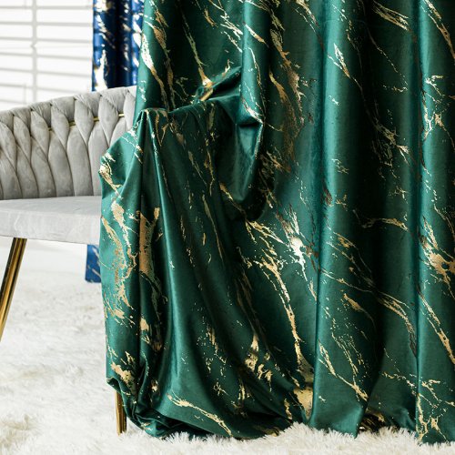 ZASŁONA MARMA NADRUK ZŁOTO /BUTELKOWA ZIELEŃ  DO 300CM