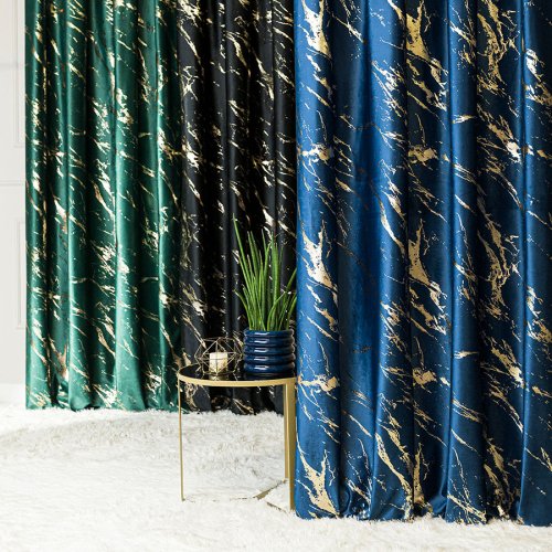 ZASŁONA MARMA NADRUK ZŁOTO /GRANATOWY  DO 300CM