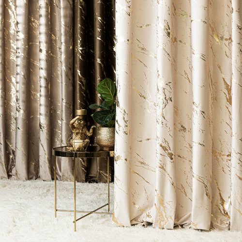 ZASŁONA MARMA NADRUK ZŁOTO /KREMOWY  DO 300CM