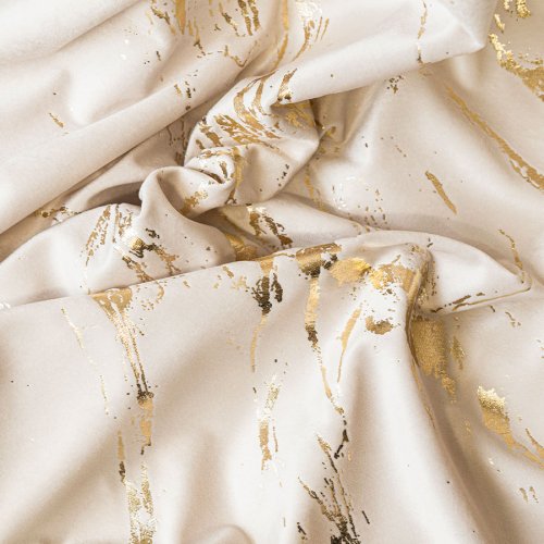 ZASŁONA MARMA NADRUK ZŁOTO /KREMOWY  DO 300CM