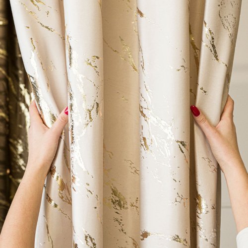 ZASŁONA MARMA NADRUK ZŁOTO /KREMOWY  DO 300CM