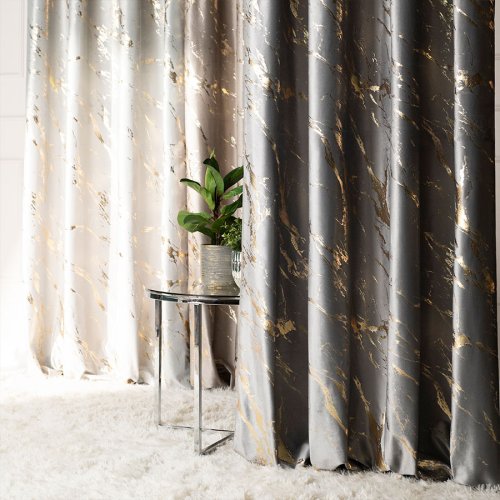 ZASŁONA MARMA NADRUK ZŁOTO J.SZARY  DO 300CM