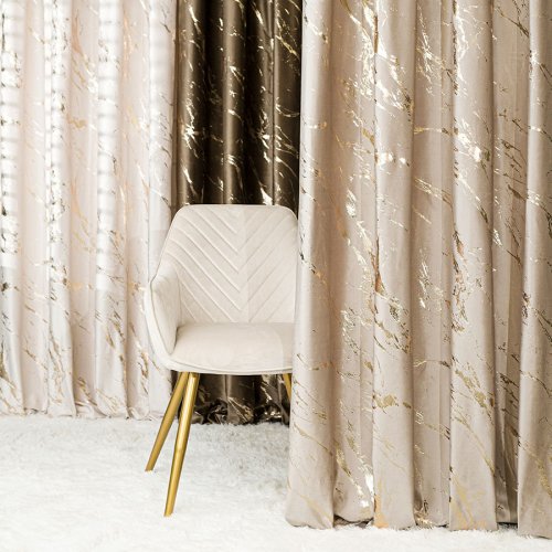 ZASŁONA MARMA NADRUK ZŁOTO /C.KREMOWY  DO 300CM