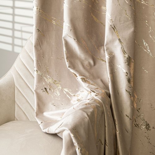 ZASŁONA MARMA NADRUK ZŁOTO /C.KREMOWY  DO 300CM