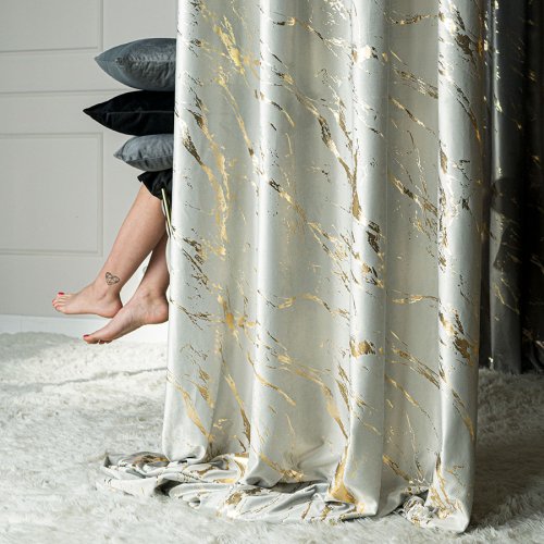 Zasłona marma nadruk złoto /pastel szary  do 300cm