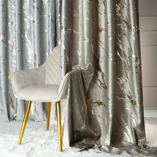 ZASŁONA MARMA NADRUK ZŁOTO /SZAROBEŻOWY  DO 300CM