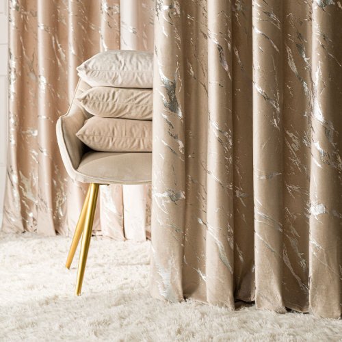 ZASŁONA MARMA NADRUK SREBRO/C. BEŻOWY DO 300CM