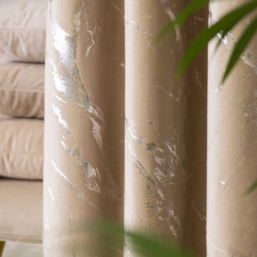 ZASŁONA MARMA NADRUK SREBRO/C. BEŻOWY DO 300CM