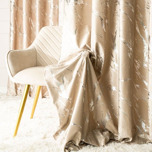 ZASŁONA MARMA NADRUK SREBRO/C. BEŻOWY DO 300CM