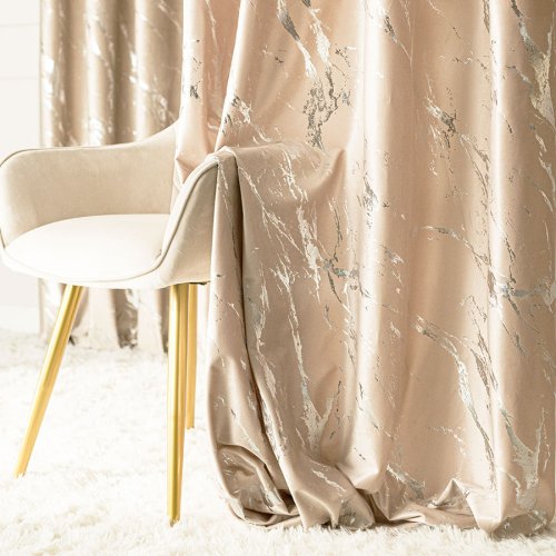 ZASŁONA MARMA NADRUK SREBRO/J.BEŻOWY DO 300CM