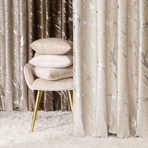 ZASŁONA MARMA NADRUK SREBRO/JASNY KREMOWY DO 300CM