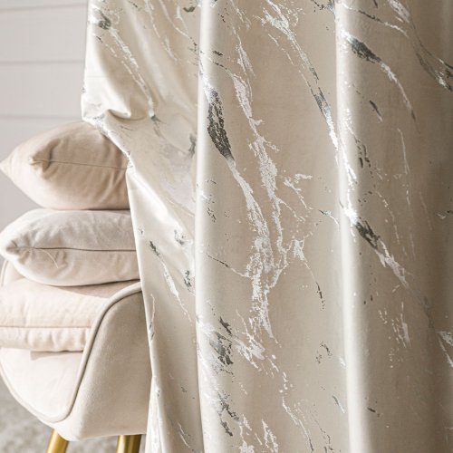 Zasłona marma nadruk srebro/jasny kremowy do 300cm